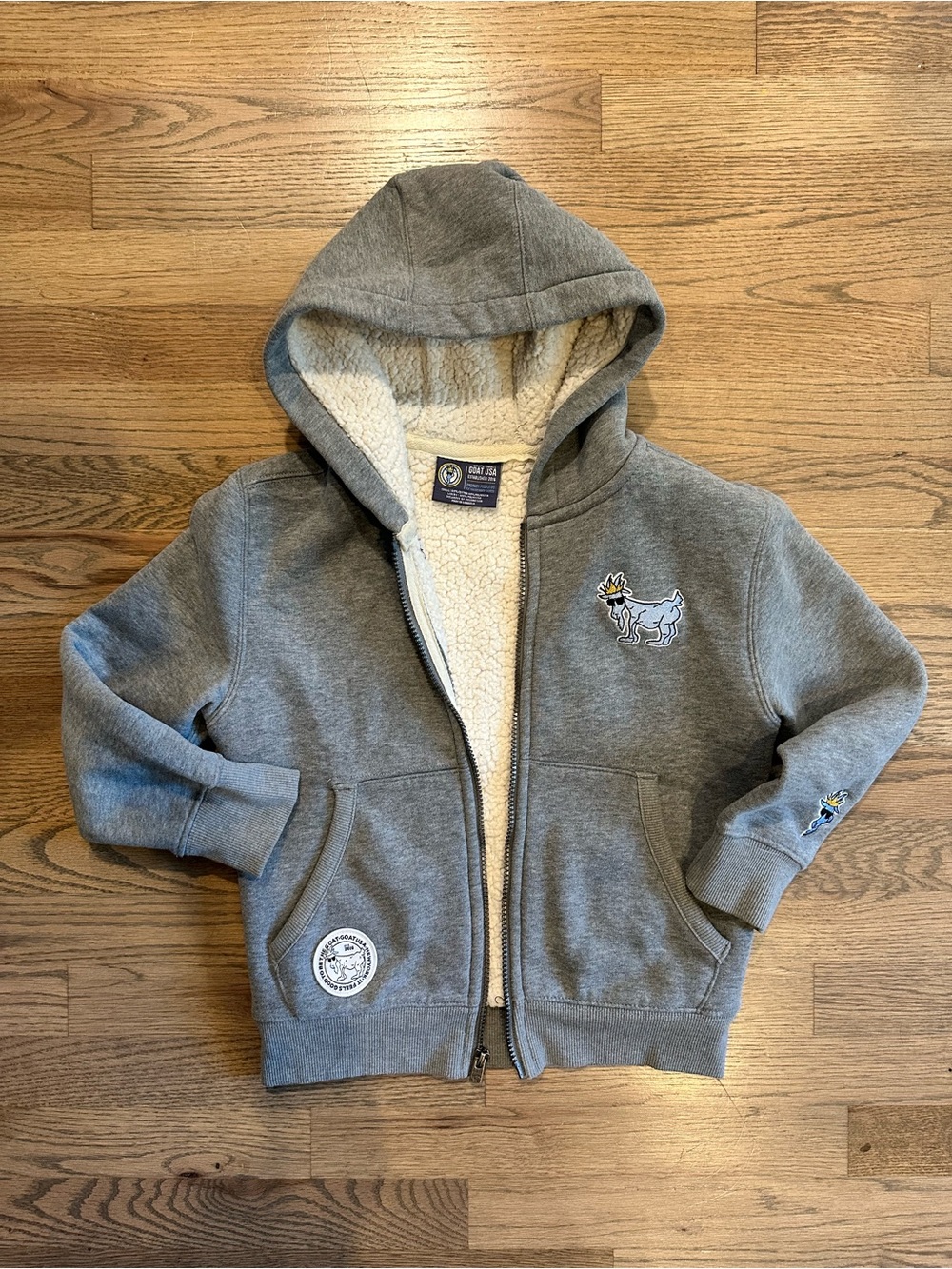 GOAT USA Kids Gray Sherpa-Lined Zip Hoodie